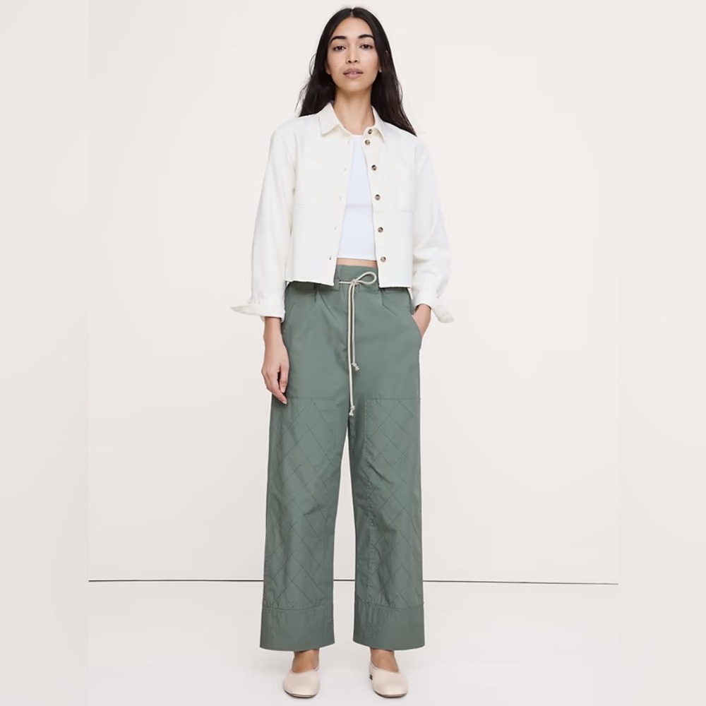 NWT! Banana Republic Mid-Rise Cotton Poplin Drawstring Pant - Size Large 🩷
